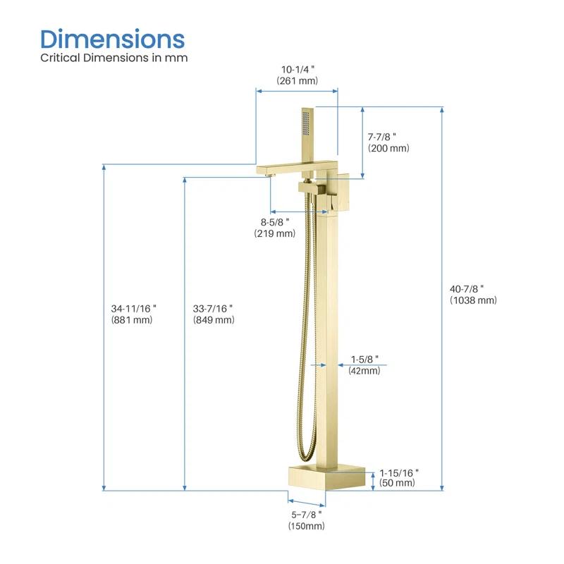 Cube Floor Tub Spout with Diverter