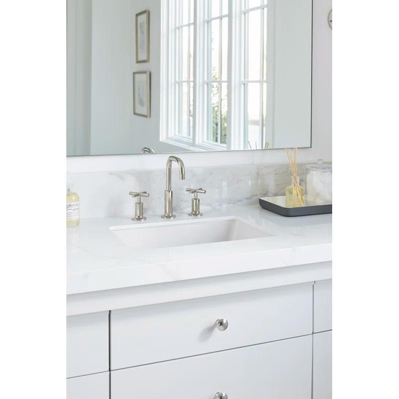 Elegant Polished Nickel 8" Widespread Gooseneck Bathroom Faucet