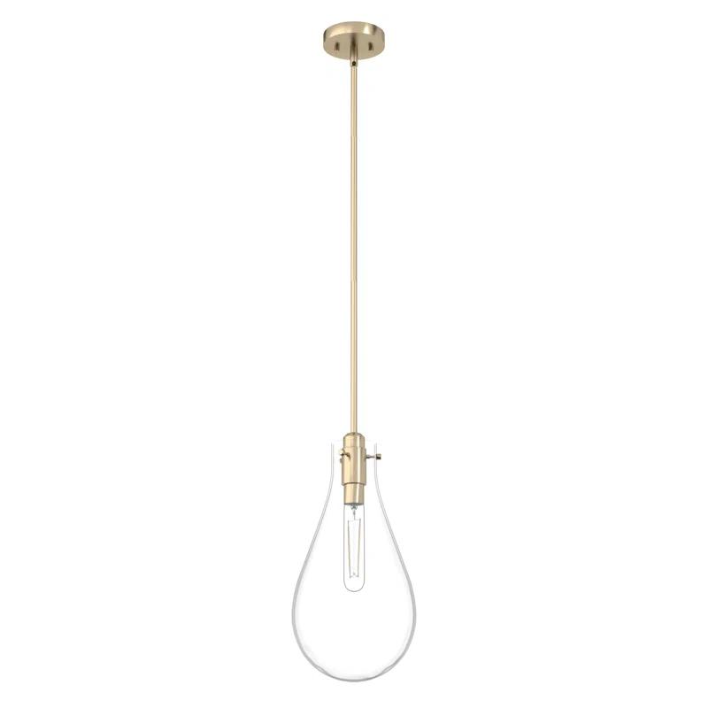 Lundin Palm Gold Mini Tear Drop Pendant Light with Clear Glass