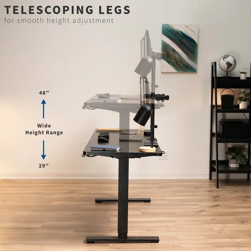 Light Wood and White Electric Adjustable Height Standing Desk