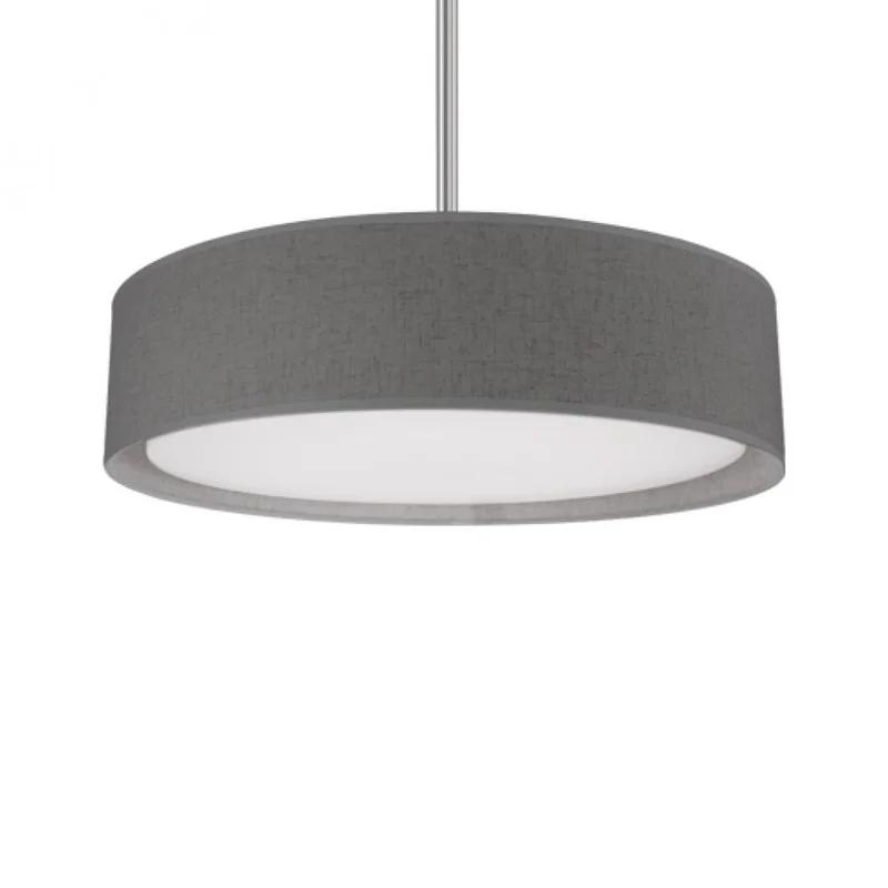 Dalton Brushed Nickel 20" LED Drum Pendant with Textured Linen Shade