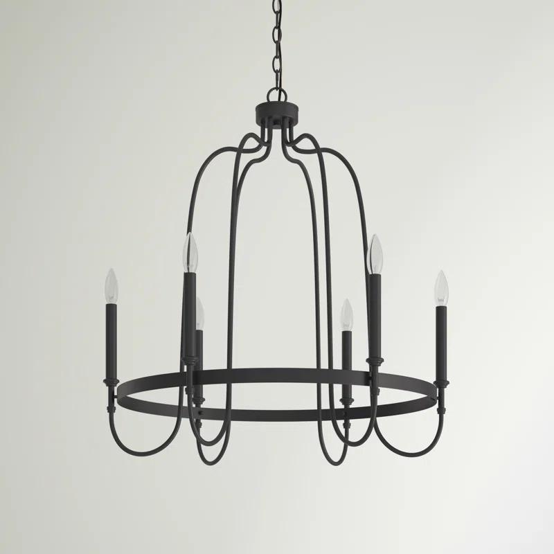 Wickshire Sleek Matte Black 6-Light Traditional Chandelier