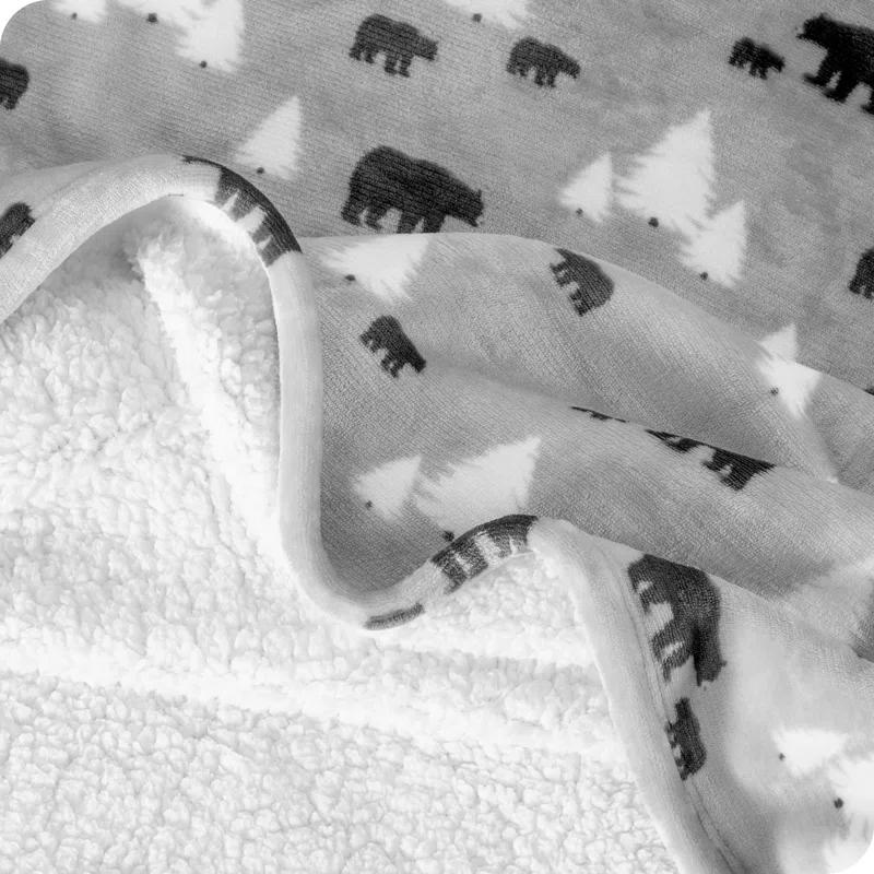 Bare Home Bare Home Printed Sherpa Fleece Blanket - Warm & Lightweight - Soft Plush Blanket - Reversible