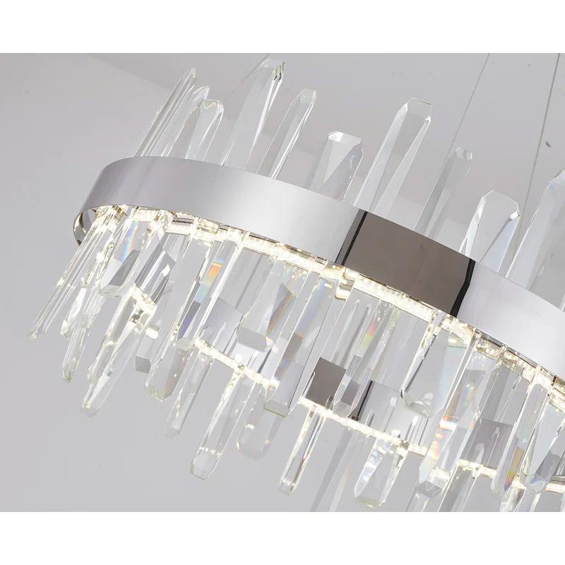 Bethel 24" Chrome Finish LED Chandelier with Clear Crystal Accents