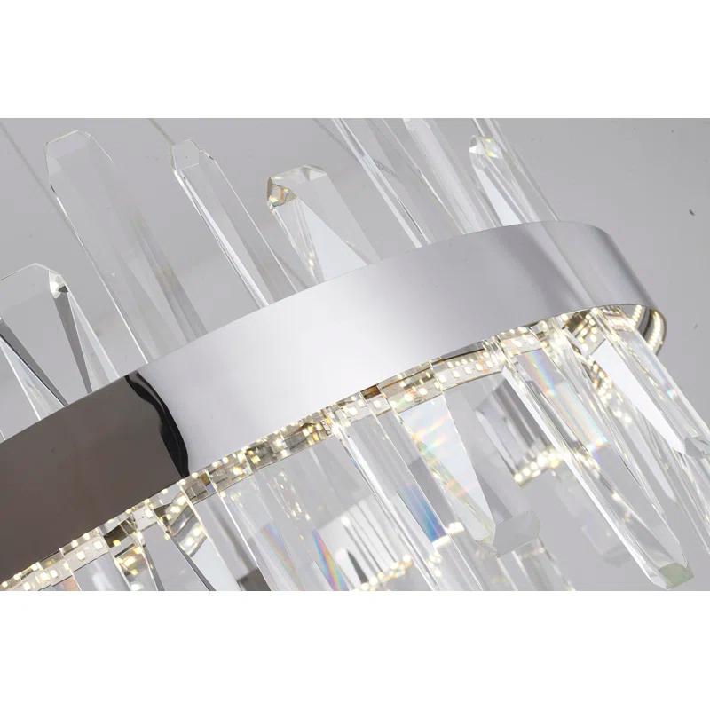 Bethel 24" Chrome Finish LED Chandelier with Clear Crystal Accents