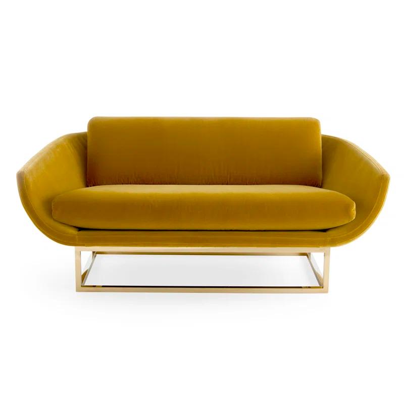 Beaumont Lichen Velvet Settee with Polished Brass Finish