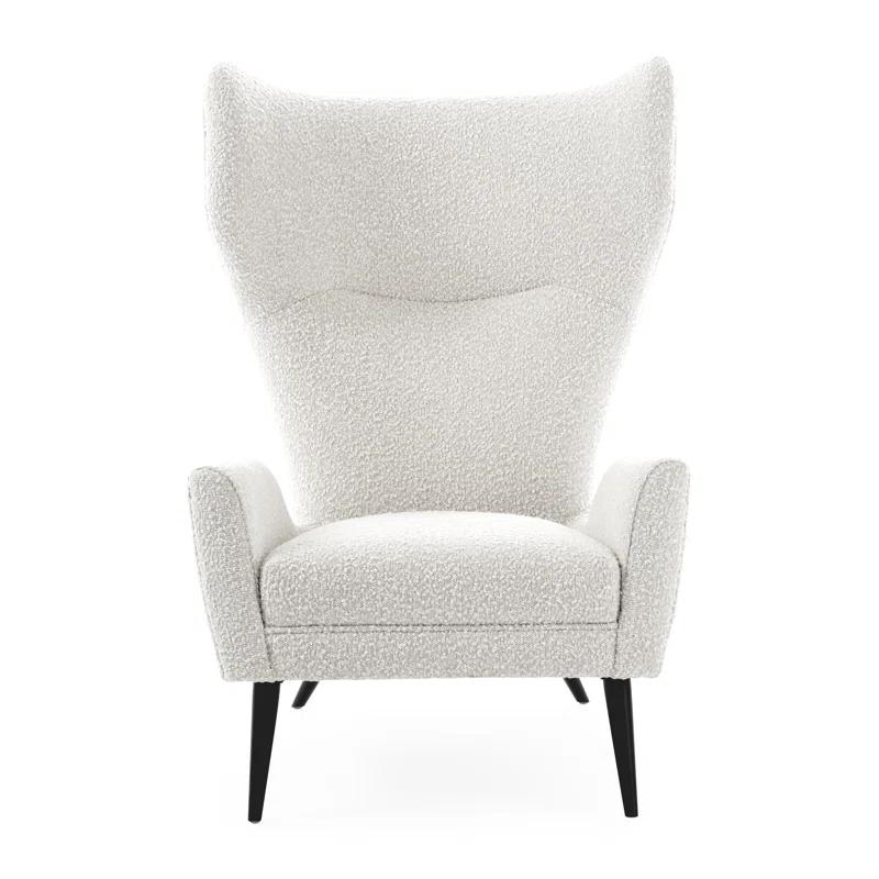 Olympus Oatmeal Bouclé and Black Metal Wingback Chair
