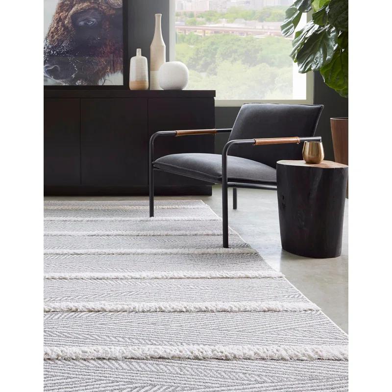 Soto Casa Collection 8' x 10' Geometric Cotton Area Rug in Gray