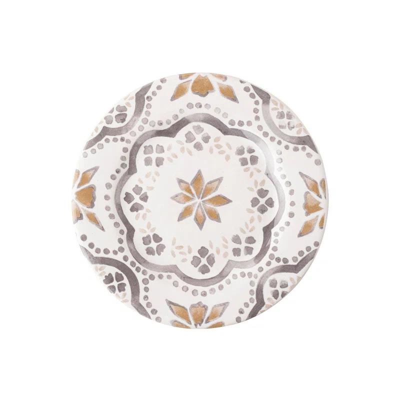 Bohemian Hand-Painted Ceramic Appetizer Plate with Floral Motif