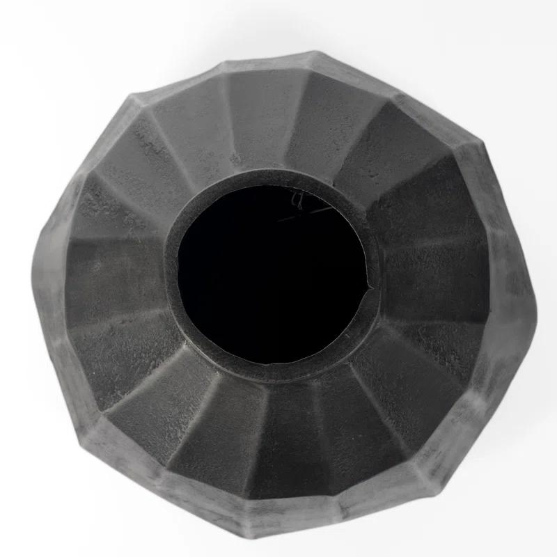 Artemis Geometric Surface Solid Cast Aluminum 11" Table Vase in Grey
