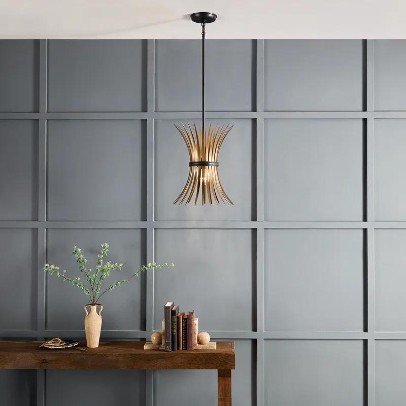 Baile Mini Pendant in Black with Natural Brass Accents and Glass Shade