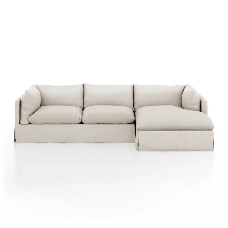 Nimbus Beige Linen 115'' Slipcover Chaise Sectional with Shelter Arms