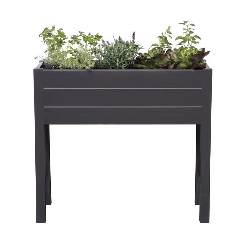 NuVue Dark Gray Polymer Elevated Garden Box with Woodgrain Texture