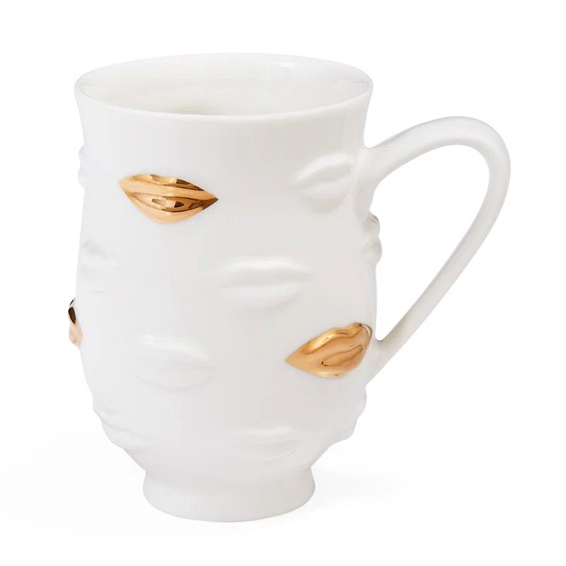 Gala Muse Inspired White Ceramic Mug with Gilded Accents