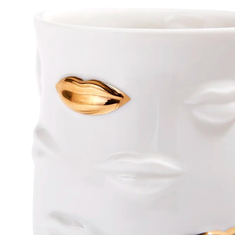 Gala Muse Inspired White Ceramic Mug with Gilded Accents