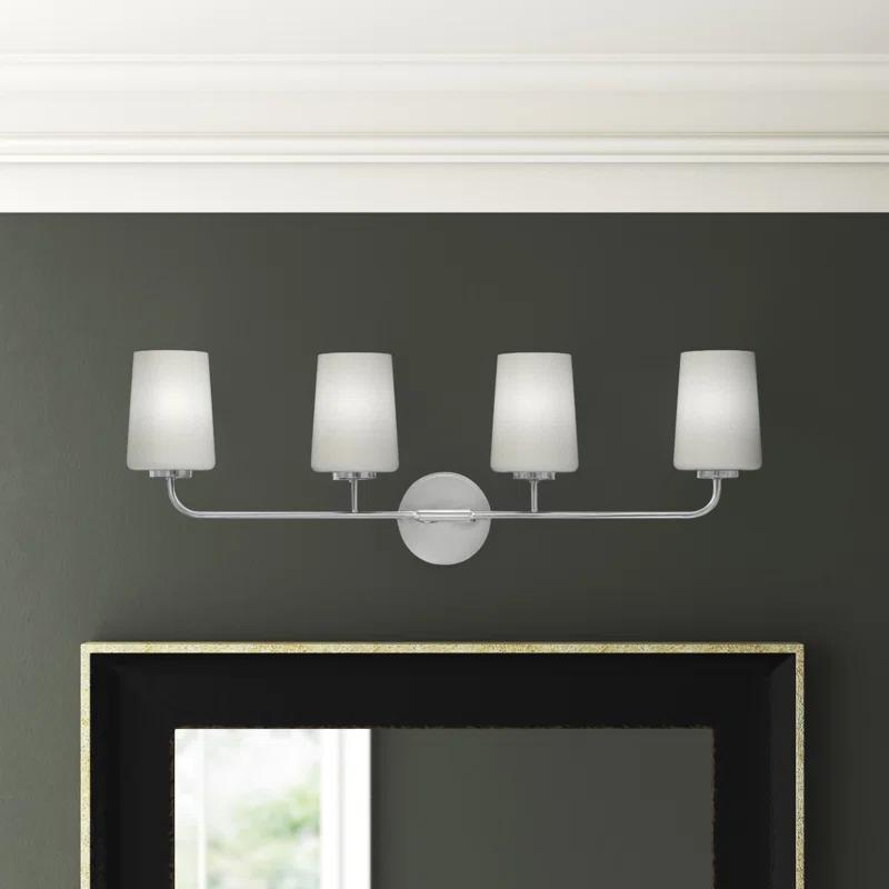 Lark Kline Chrome 4-Light Dimmable Vanity with Etched Opal Shades