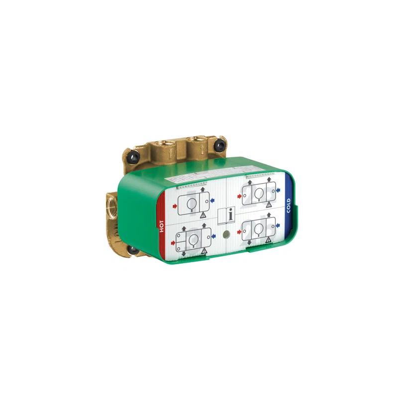 Green and Brass Thermostatic Shower Valve Rough