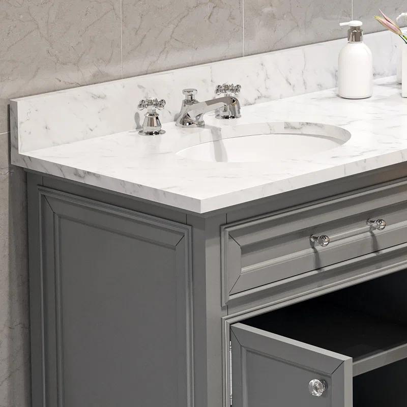 Derby 72" Grey Double Sink Bathroom Vanity Set with Marble Top