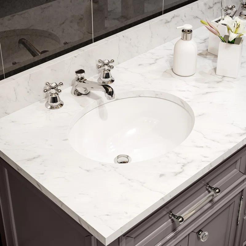 Derby 72" Grey Double Sink Bathroom Vanity Set with Marble Top