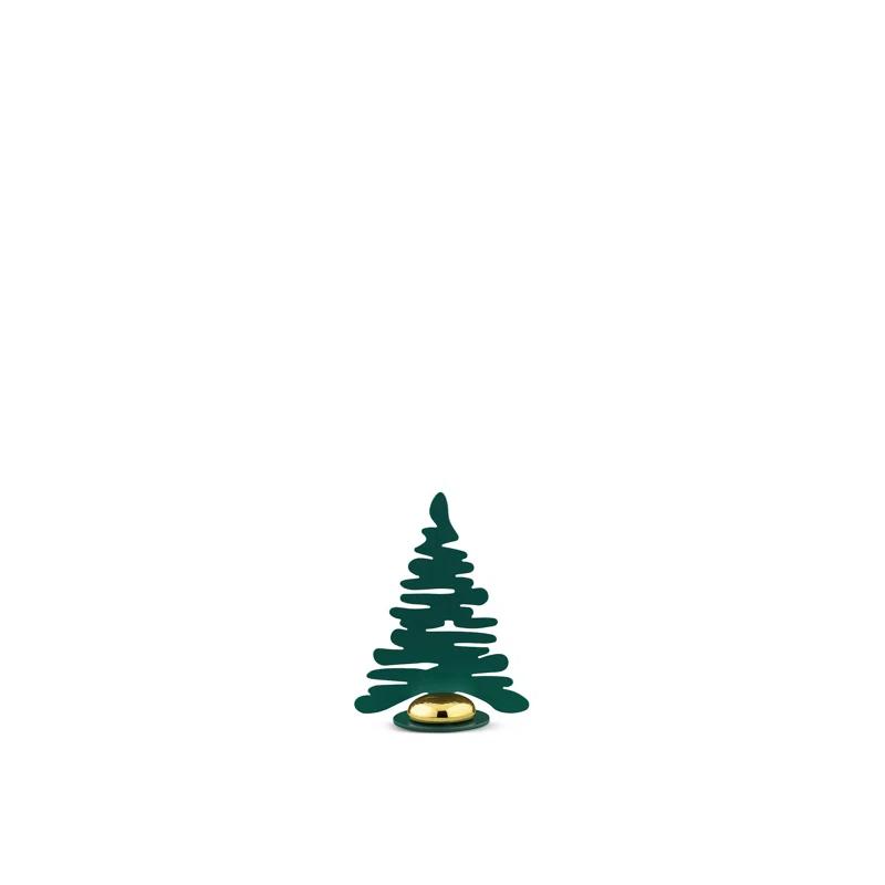 Emerald Green Steel Christmas Tree Figurine Set with Gold Accents