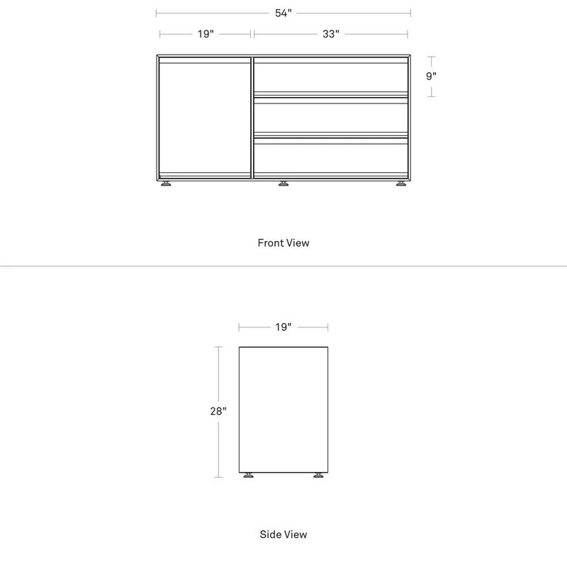 Superchoice White 1 Door/3 Drawer Modern Credenza