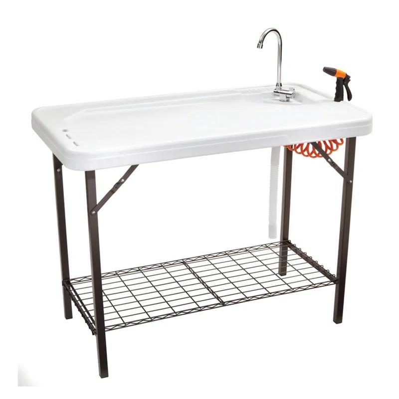 Deluxe Outdoor Fish & Game Cleaning Station with Faucet and Shelf, 49"