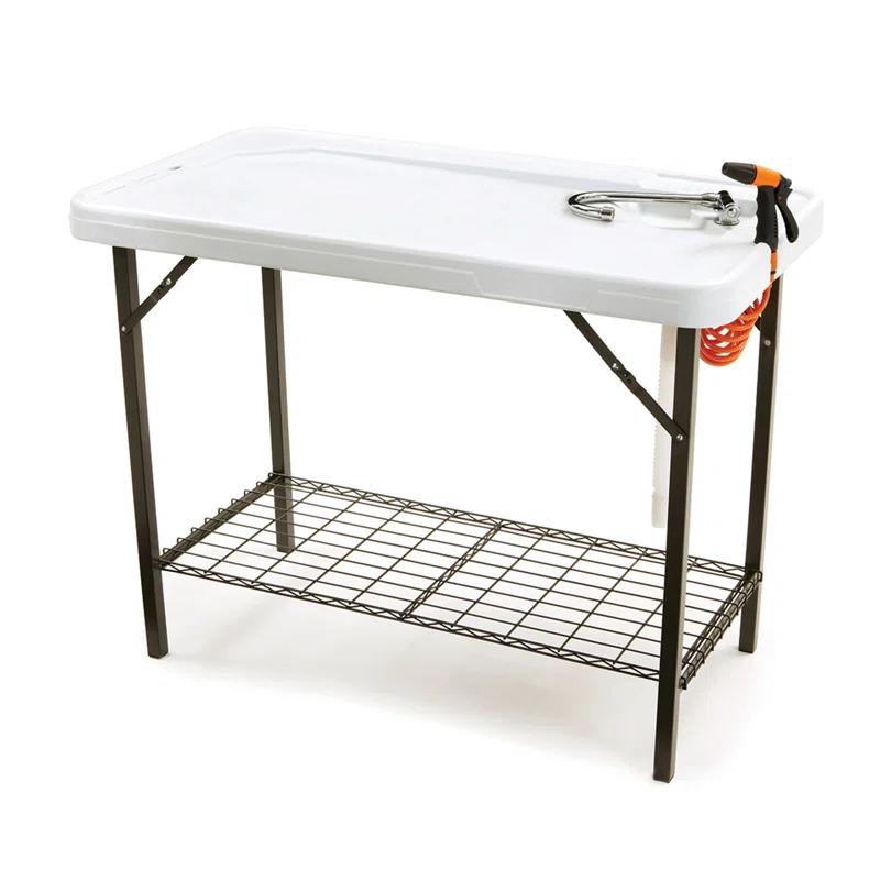Deluxe Outdoor Fish & Game Cleaning Station with Faucet and Shelf, 49"