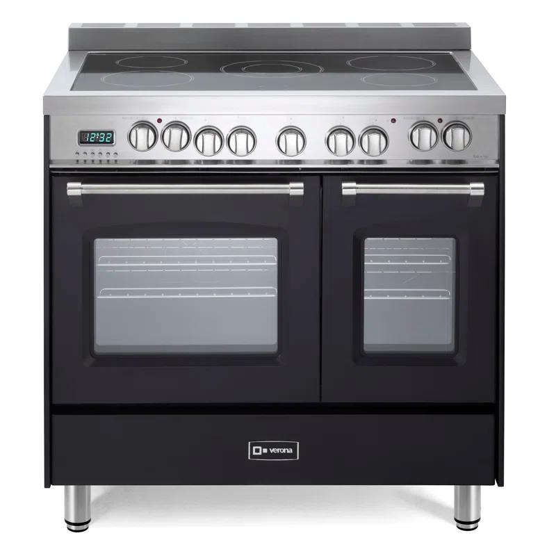 Prestige 36" Matte Black Free-Standing Electric Convection Range