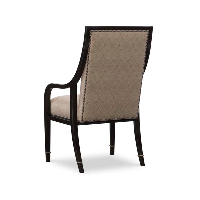 Bombay Brown Leather Upholstered Arm Chair with Deco Silver Finish