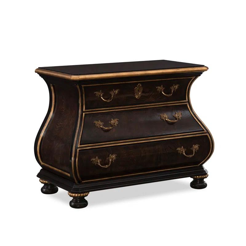 Sovereign Deep Bombay Solid Wood Nightstand with Venetian Gold Trim