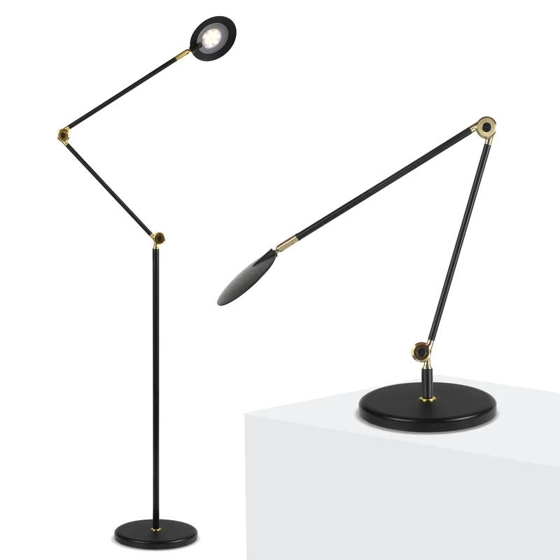 Sage 68" Matte Black Adjustable LED Arc Floor Lamp with 3-Way Touch