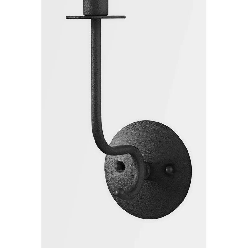 Bodhi Dimmable Modern Farmhouse Black Iron Sconce with White Linen Shade