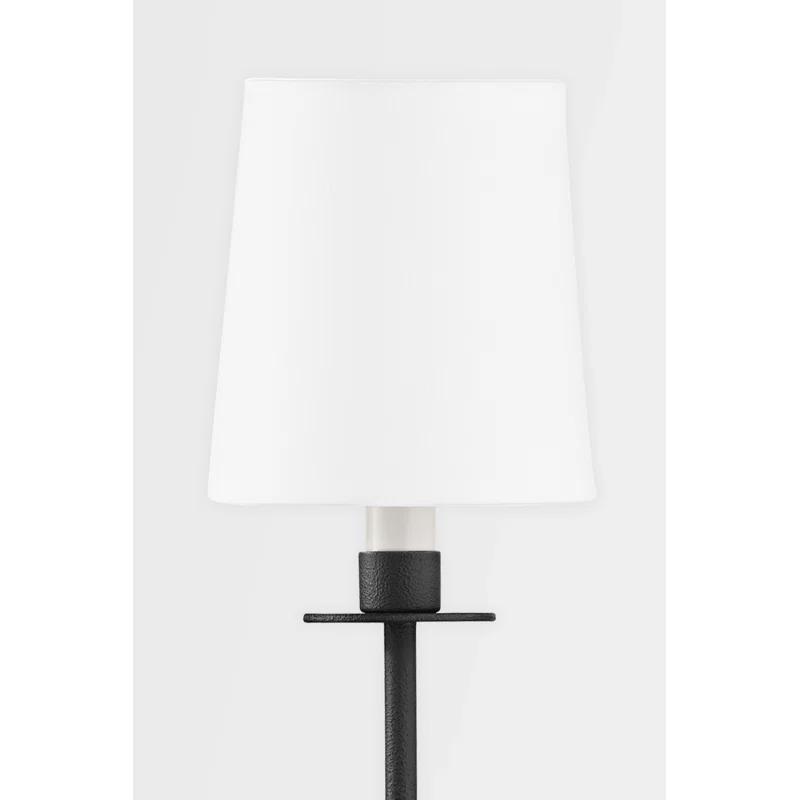 Bodhi Dimmable Modern Farmhouse Black Iron Sconce with White Linen Shade