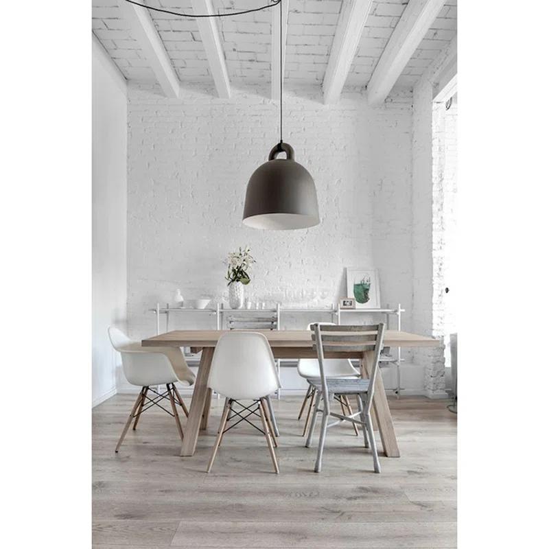 George Oliver Set of 2 Modern Dining Side Chairs from Molded Plastic Armchair Shell with Natural Wooden Legs (Set of 2)