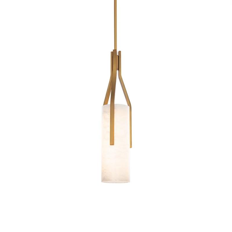 Firenze Aged Brass LED Pendant with Spanish Alabaster Shade