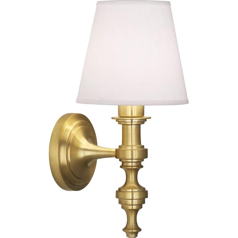 Arthur Modern Brass Tiered Taper 15" Wall Sconce with Fabric Shade