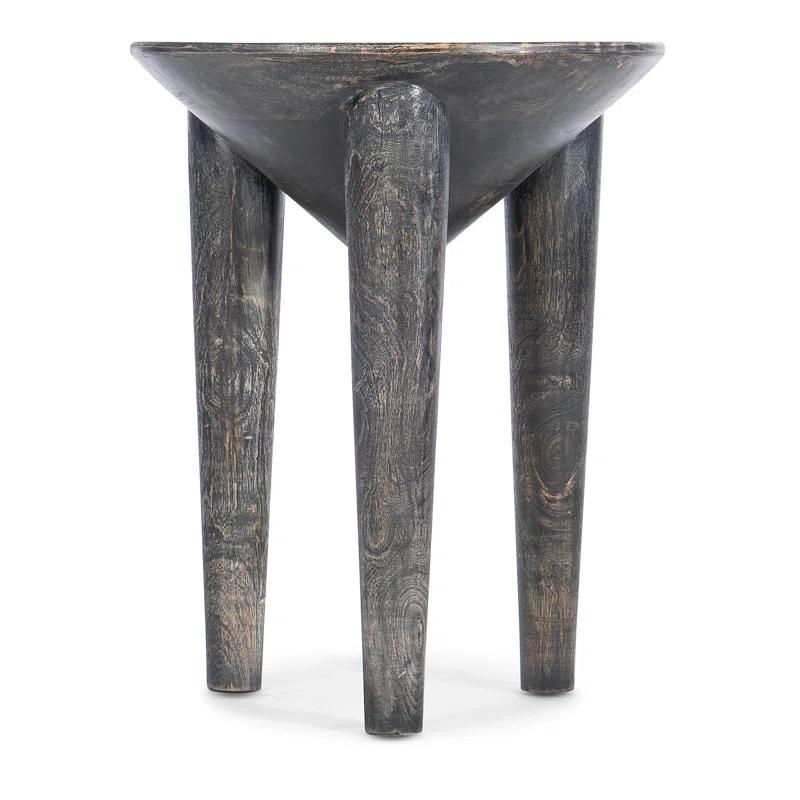 Transitional Round Wood & Stone 20" Brown End Table