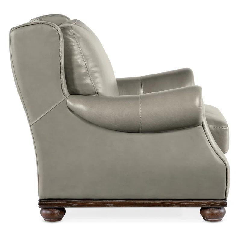 Derrick Gray Linen and Leather Handcrafted Club Chair