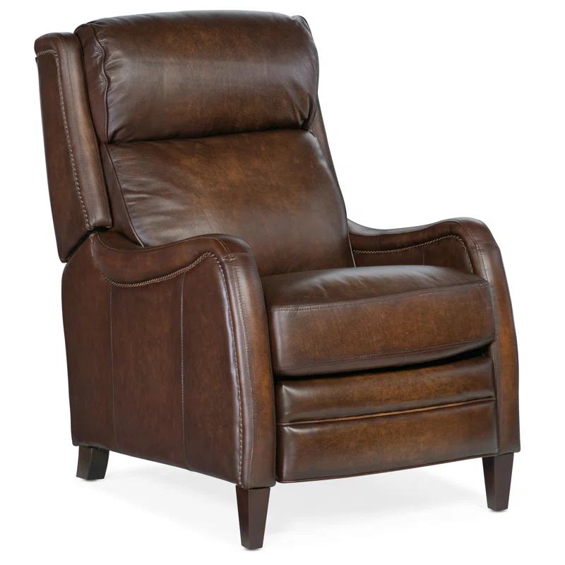 Brindisi San Marco Leather Recliner with Dark Wood Finish