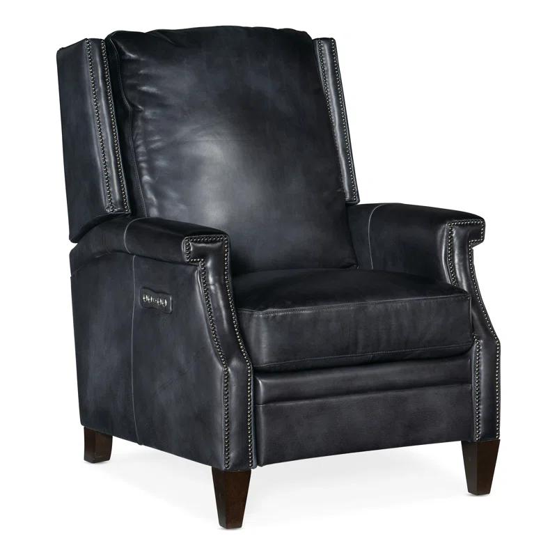 Checkmate Champion Blue Leather Handcrafted Recliner