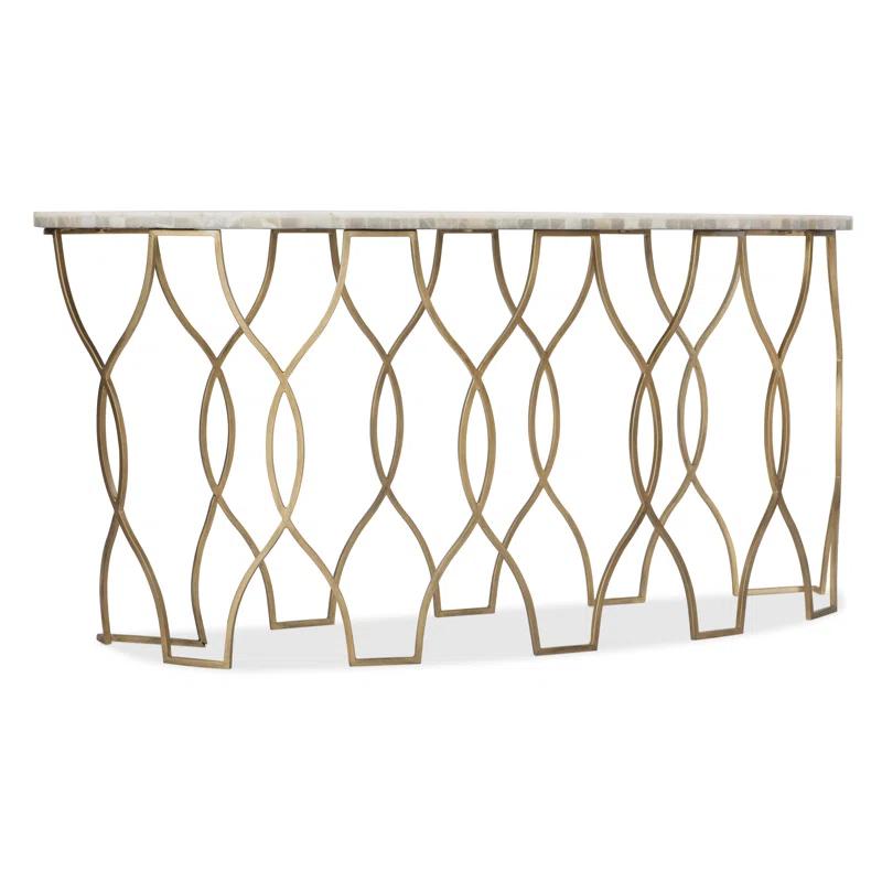 Corrina Gold and White Stone Console Table