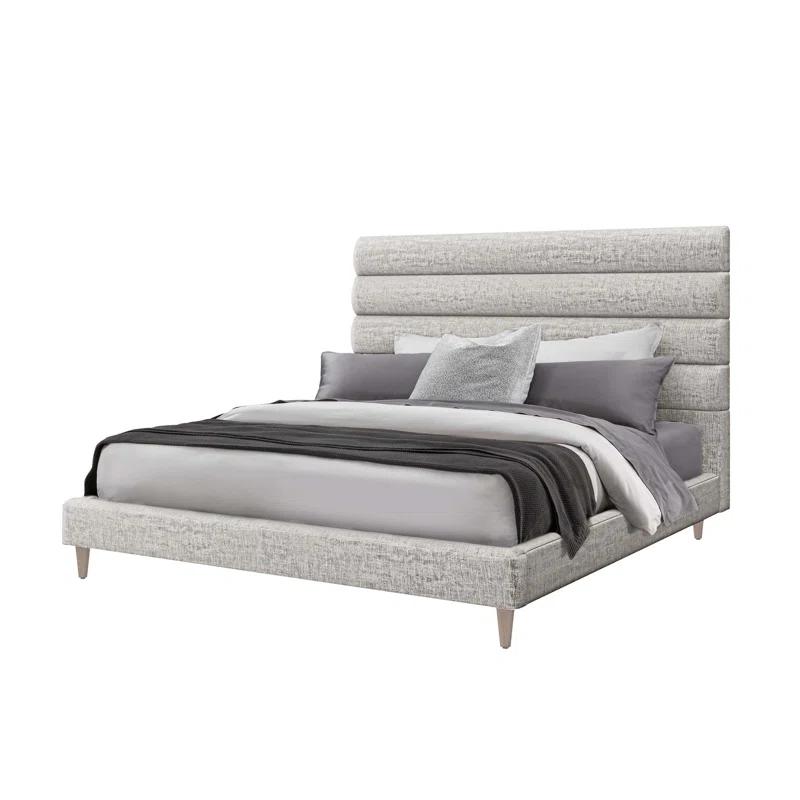 King Bungalow Walnut Upholstered Platform Bed