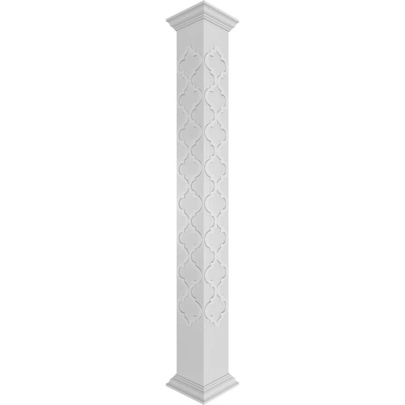 Ekena Millwork Craftsman Classic Square Non-Tapered Large Marrakesh Fretwork Column w/ Crown Capital & Base