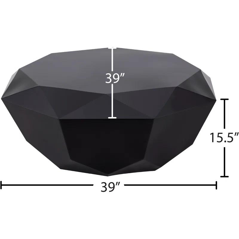 Gemma Matte Black Steel Diamond-Shaped Coffee Table