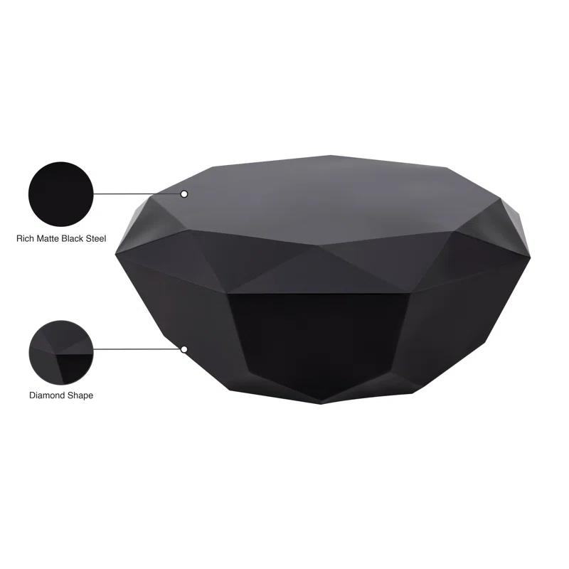 Gemma Matte Black Steel Diamond-Shaped Coffee Table