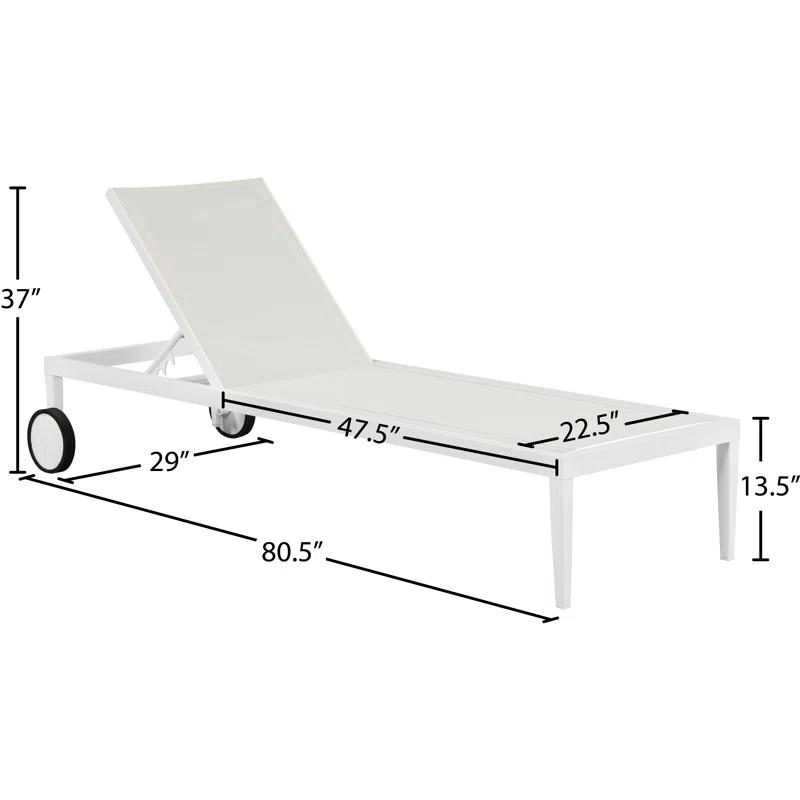 Nizuc Contemporary White Aluminum Mesh Outdoor Chaise Lounge