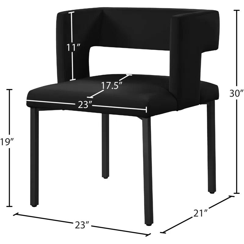 Luxurious Black Velvet Low-Back Side Chair with Matte Iron Legs