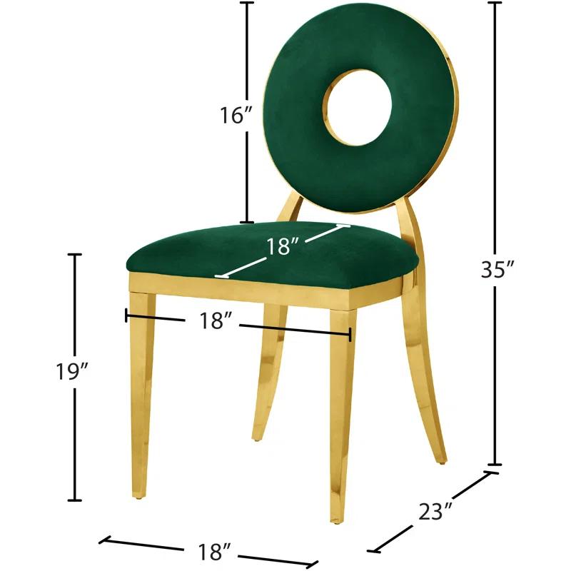 Chic Carousel Green Velvet Dining Chair with Gold Metal Frame