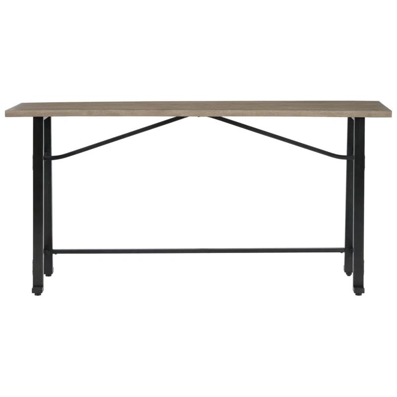 Transitional 72" Reclaimed Wood and Iron-tone Long Counter Table
