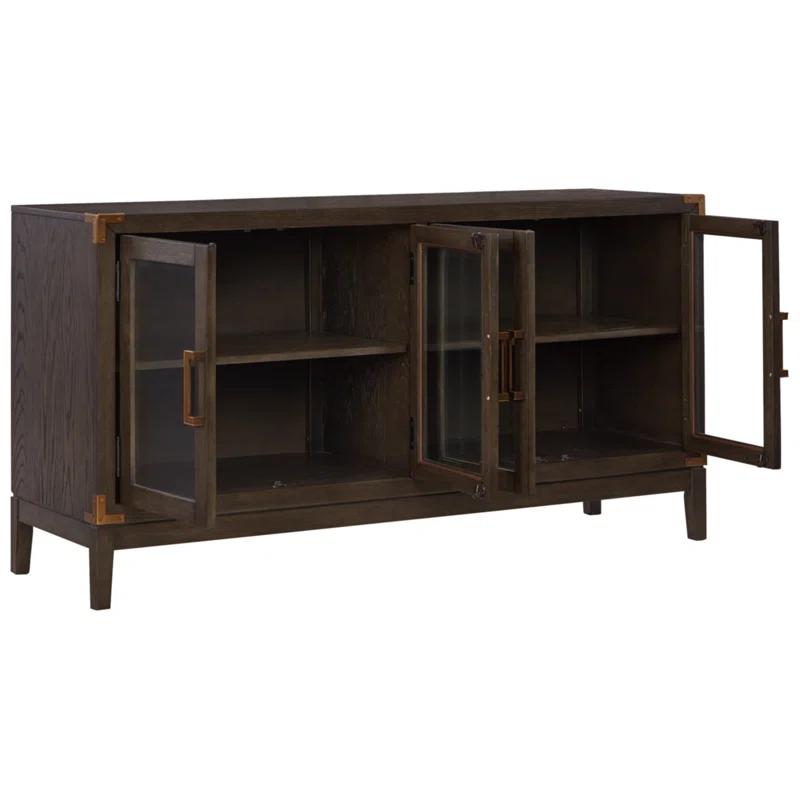 Burkhaus Dark Brown Oak Dining Server with Glass Doors